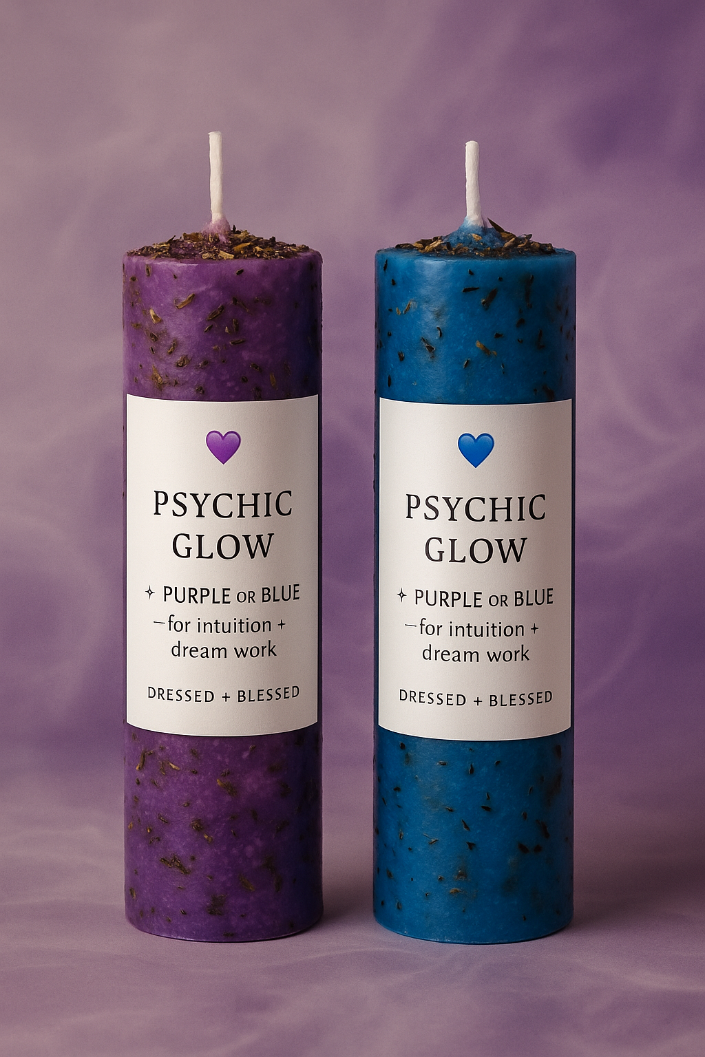 Psychic Glow Candle – Purple or Blue (Dressed + Blessed)